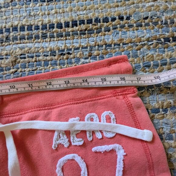 Aeropostale Sweatpants “Aero 87” L Coral Cropped Embroidered Logo Joggers Visco - Picture 6 of 8